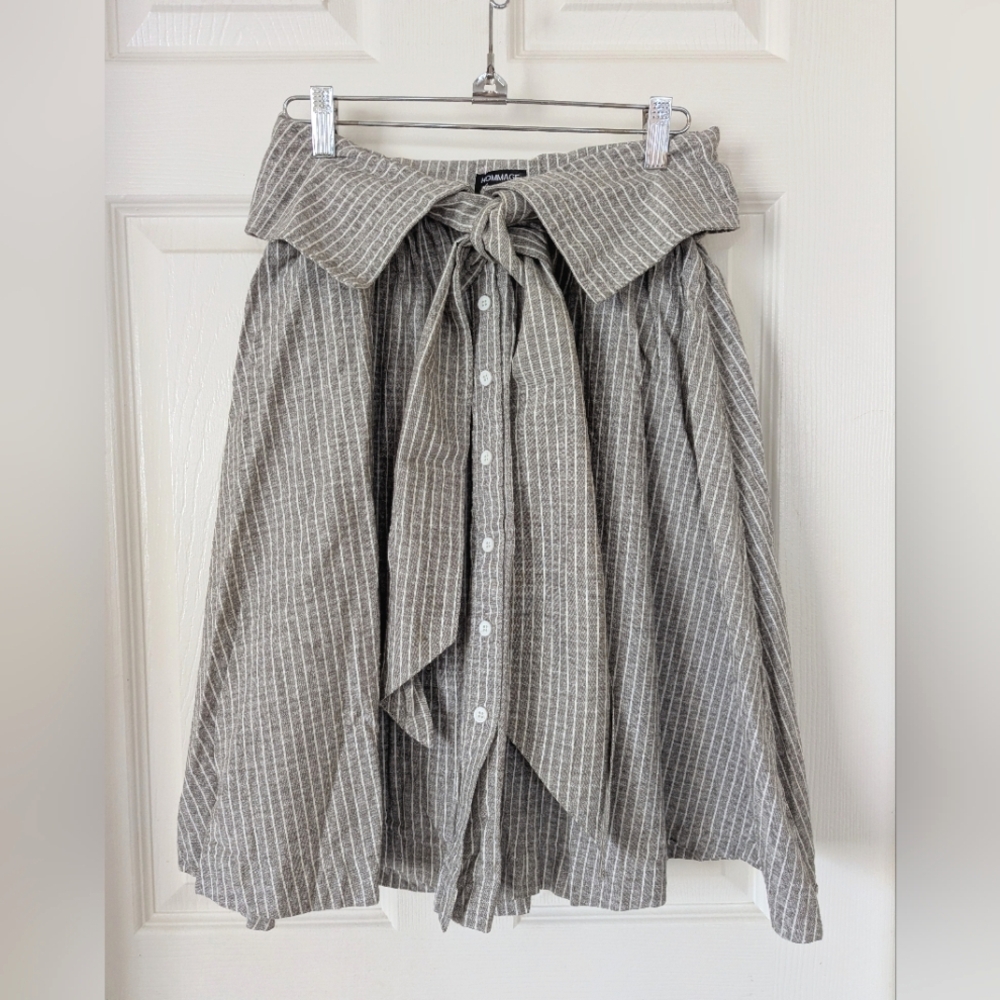 Hommage From Los Angeles Gray Striped Button Skirt